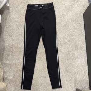 ALO Yoga Black Leggings with White Side Stripes